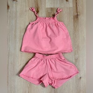 Zara Orange Sleeveless Top and Shorts Set